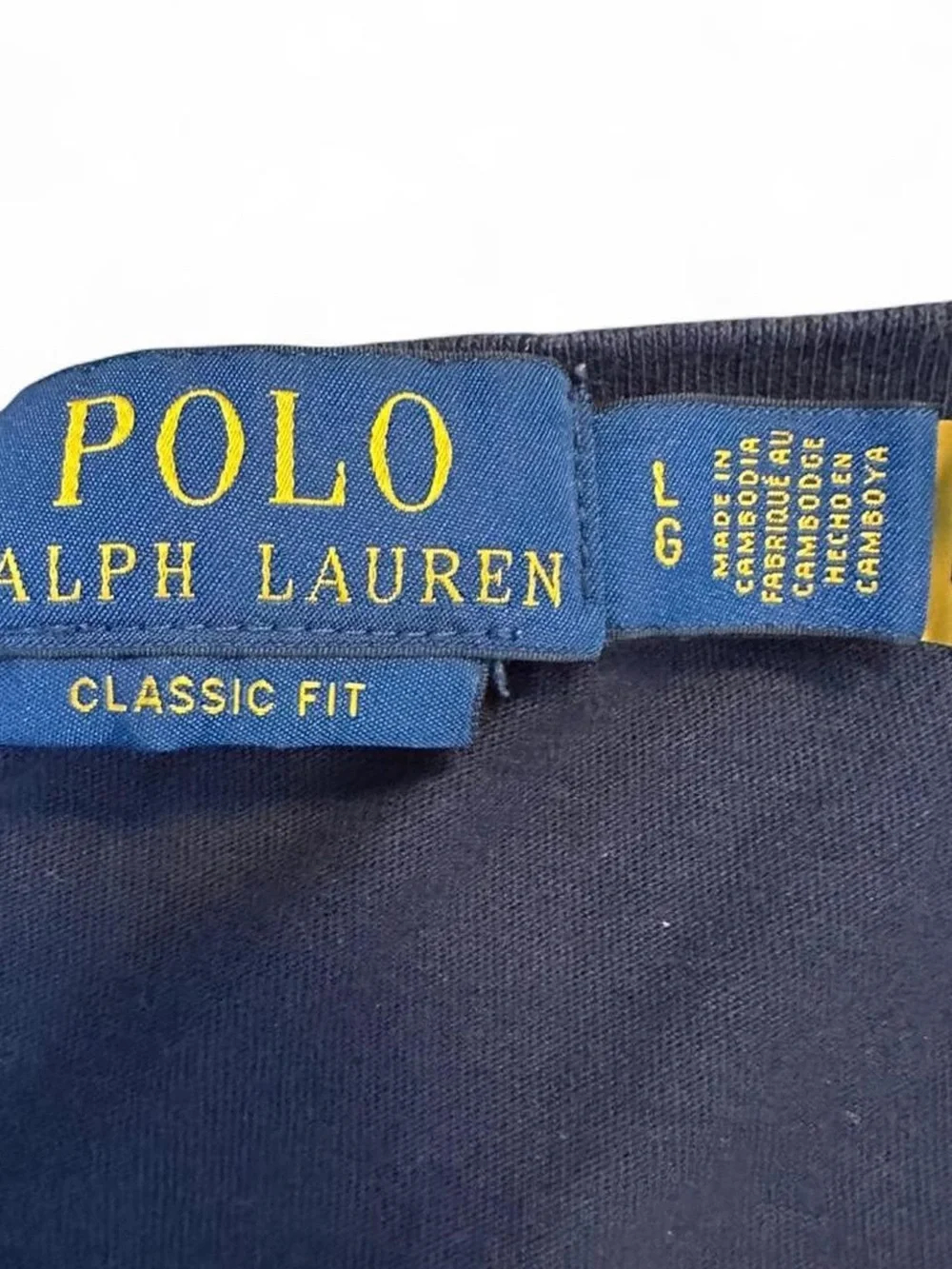 Polo Ralph Lauren Men’s Navy Blue Spell Out Logo Classic Fit T-Shirt Size L‎